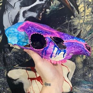 Hand painted deer skull neon paint